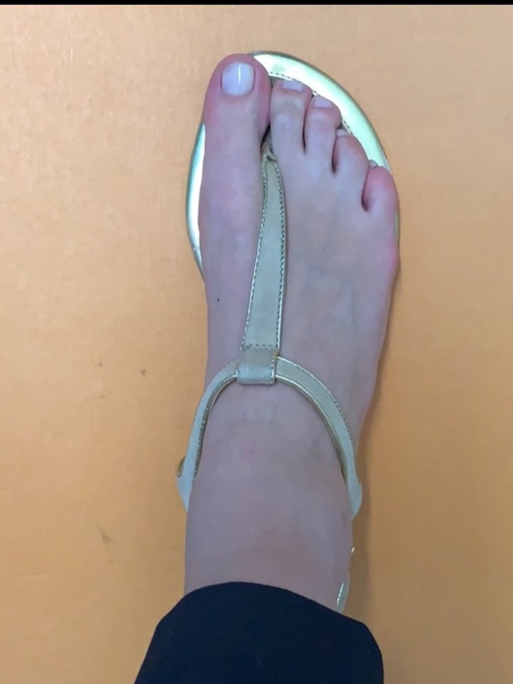 Ralph Lauren Metallic Gold Leather T-Strap Sandals